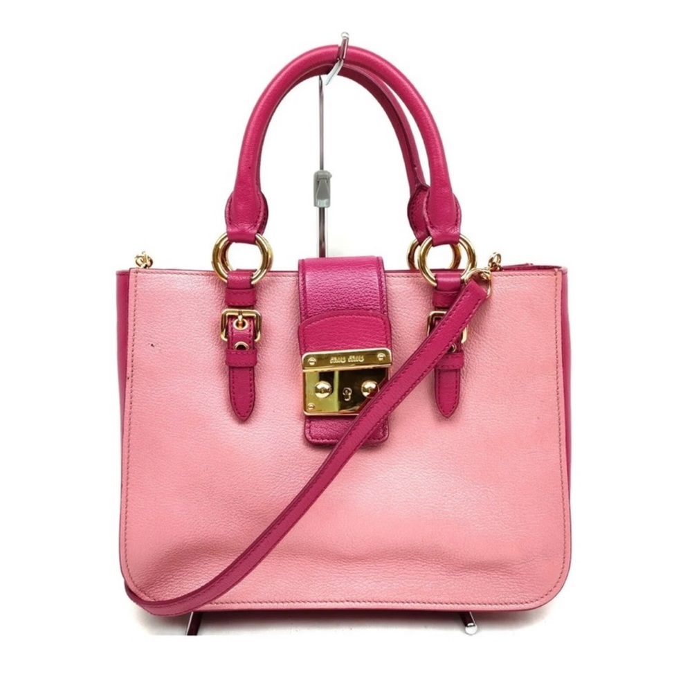 Authentic MIU MIU pink Goatskin Madras Bicolore